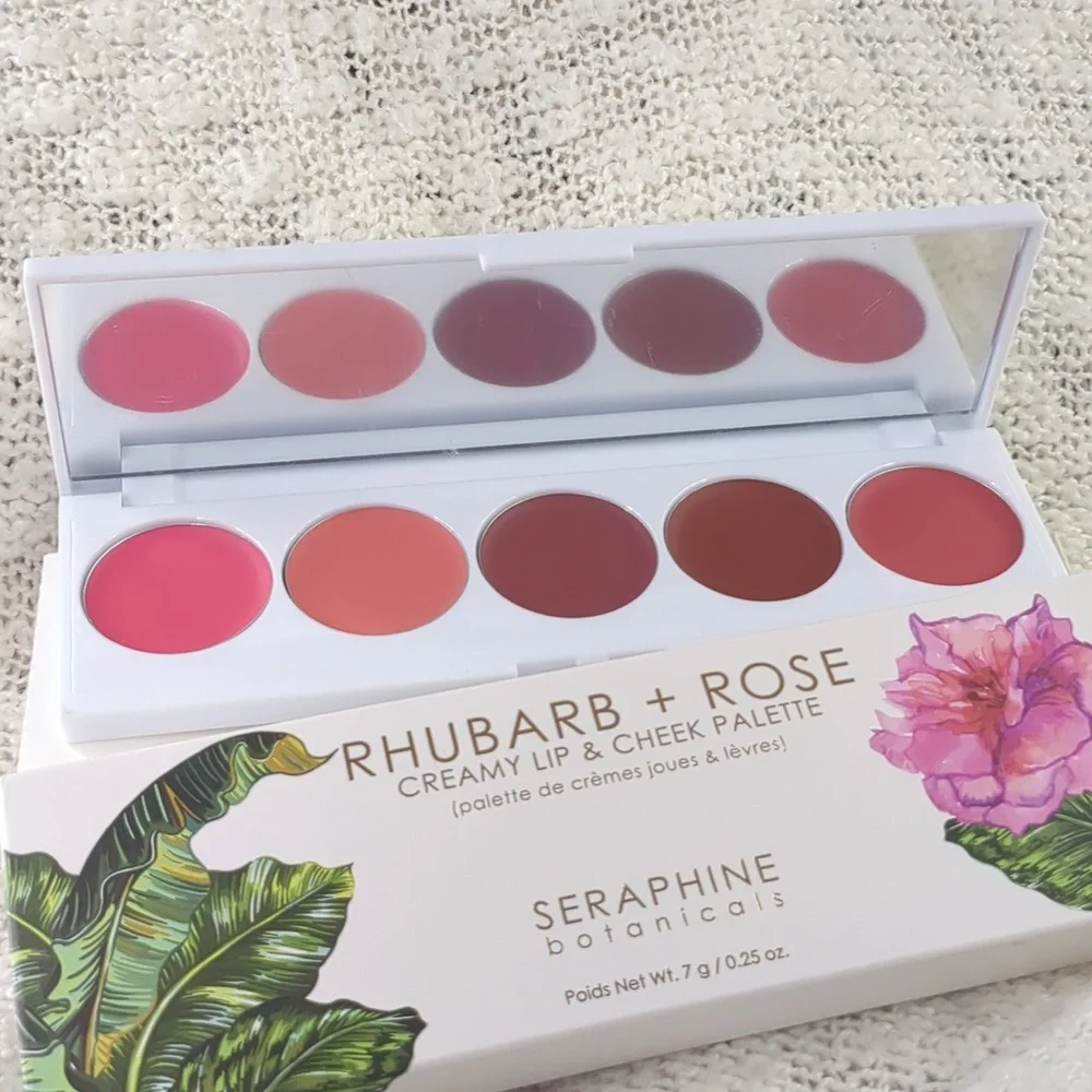 SERAPHINE botanicals Rhubarb+Rose Creamy Lip & Cheek Palette, 7g/0.25oz
